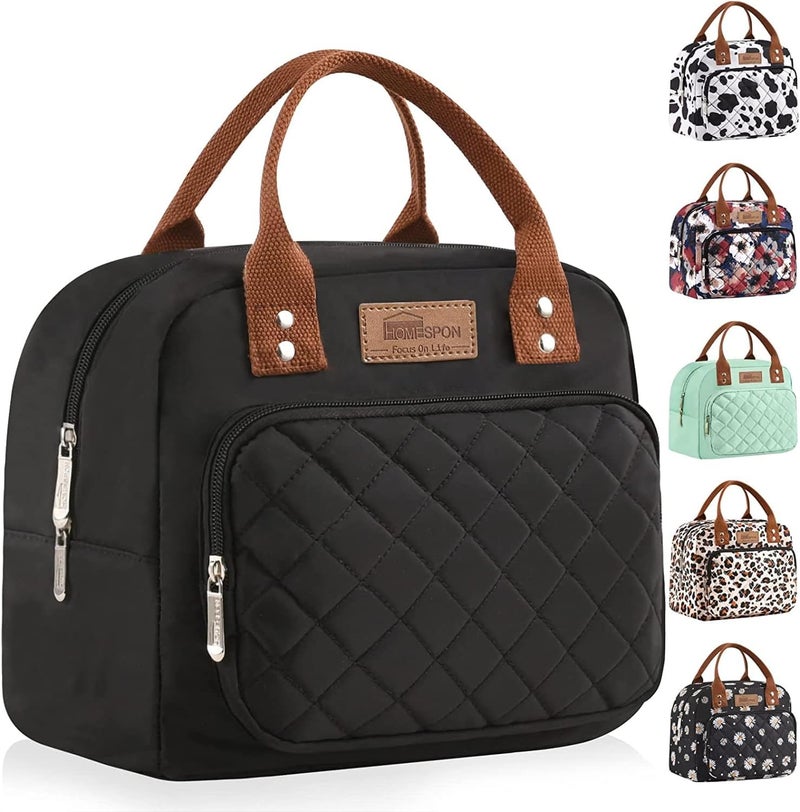 Buringer HOMESPON Lunch Bag for Woman Man Adults with Front Pocket Insulated Lunch Tote Lunch Box Container for Work Picnic or Travel（Black） - Image 1